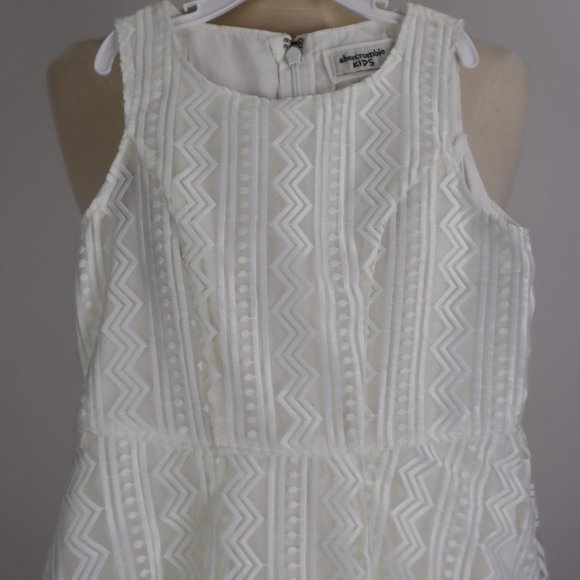 🩰 Abercrombie Kids NWOT Eyelet Taffeta Crisp White Dress Vacation Beach Party 3 - Picture 2 of 6